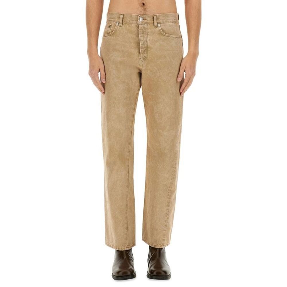SUNFLOWER Men's Relaxed Fit Washed Denim Jeans Men Beige Pants